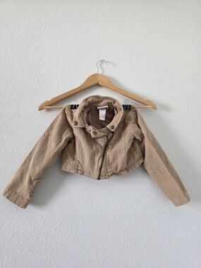 Kids Cropped Corduroy Jacket in Beige